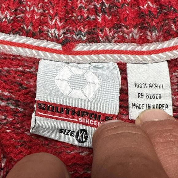 VTG Southpole Sweater Mens XL Red Gray Oversized Streetwear HipHop Ski Snowboard - Picture 4 of 8